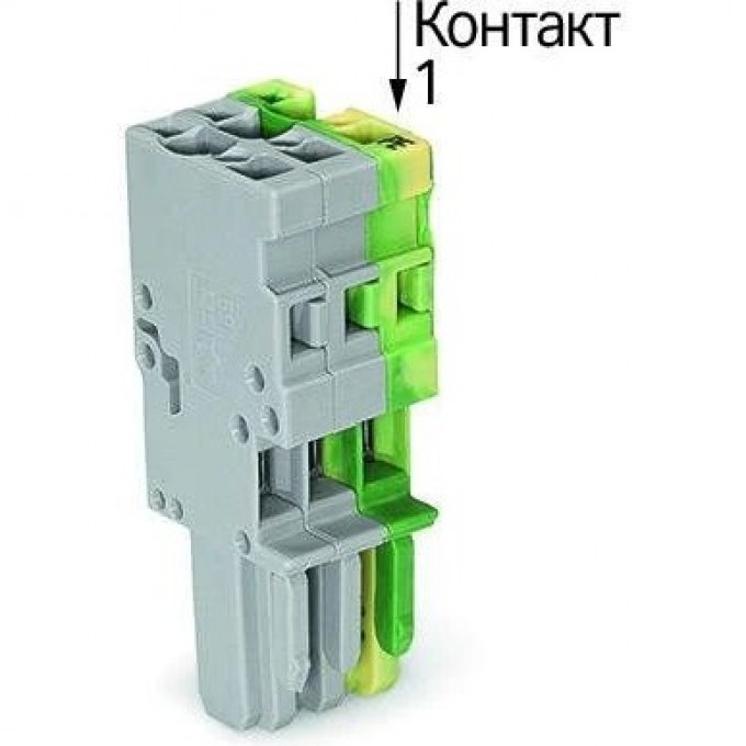1-проводниковая розетка WAGO X-COM 2-полюсная 4 мм² серые, желто-зеленые 1126334