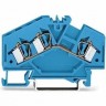 Клеммы проходные 3-проводные WAGO CAGE CLAMP® 4 мм для Ex i на DIN-рейку синие 1132237