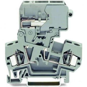 Клеммы WAGO 2-проводные с размыкателем для DIN-рейки 35x15 и 35x7.5 CAGE CLAMP 4 мм серые 1132423