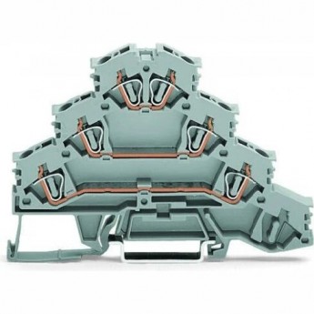 Клеммы WAGO CAGE CLAMP® 4 мм четырехъярусные для электродвигателей L1-L2-L3 на DIN-рейку 35 мм 1132462