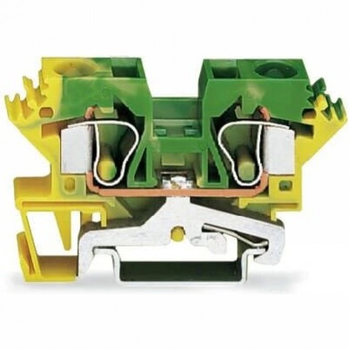 Клеммы с заземлением WAGO CAGE CLAMP® 2-проводные 10 мм для DIN-рейки Ex e II желто-зеленые 1132493