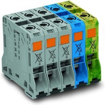 Трехфазный комплект сильноточных клемм WAGO POWER CAGE CLAMP 50 мм для DIN-рейки 1132591 Трехфазный комплект сильноточных клемм WAGO POWER CAGE CLAMP 50 мм для DIN-рейки 1132591