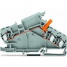 Клемма проходная WAGO CAGE CLAMP® 3-проводная с тестовым разъемом для цепей трансформатора напряжения, 6 мм², серая 1132623