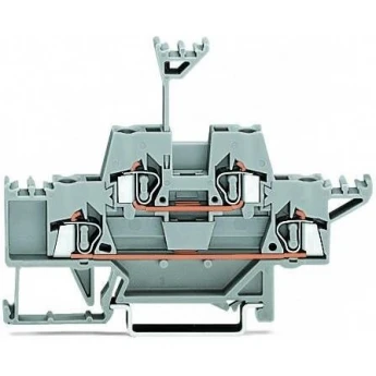Клеммы двухуровневые проходные WAGO CAGE CLAMP® для DIN-рейки 2.5 мм серые 1132828