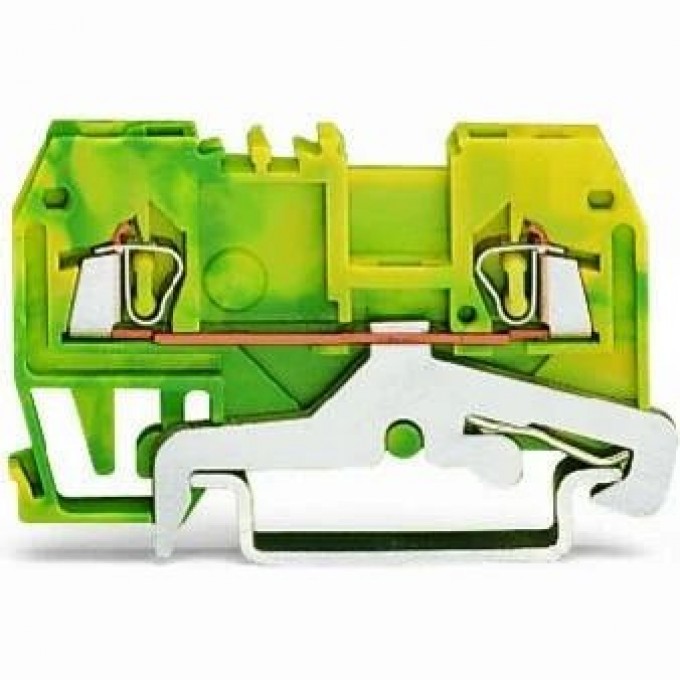 Клеммы WAGO 2-проводные с заземлением CAGE CLAMP® для DIN-рейки 35 мм 1.5 мм² желто-зеленые 1132946