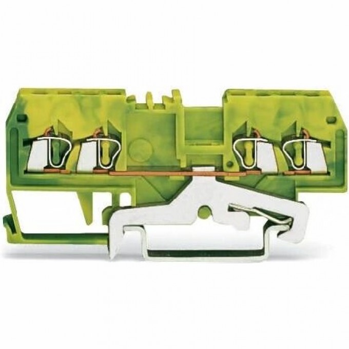 Клеммы WAGO 4-проводные с заземлением CAGE CLAMP® 1.5 мм для DIN-рейки Ex e II желто-зеленые 1132954