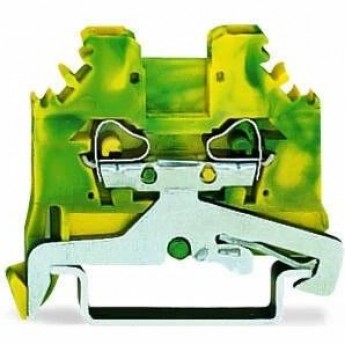 Клеммы заземления WAGO CAGE CLAMP® 2-проводные для DIN-рейки 2.5 мм желто-зеленые 1132968 Клеммы заземления WAGO CAGE CLAMP® 2-проводные для DIN-рейки 2.5 мм желто-зеленые 1132968