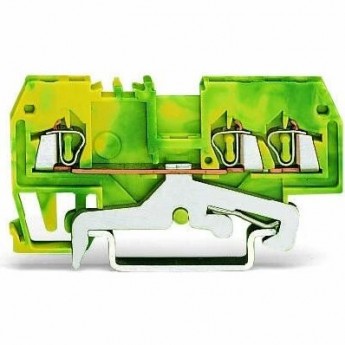 Клеммы WAGO 3-проводные с заземлением CAGE CLAMP® для DIN-рейки 1.5 мм желто-зеленые 1133003