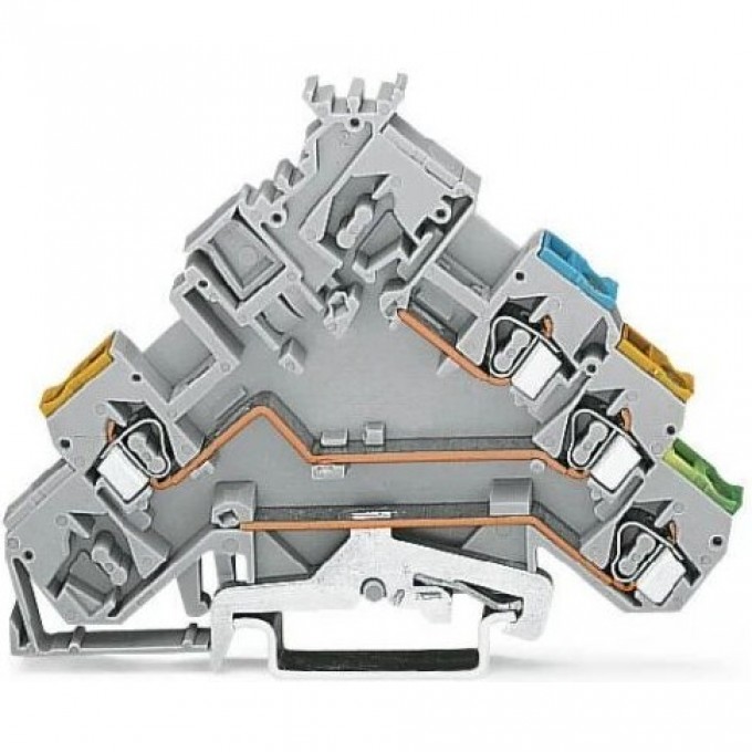 3-проводные клеммы для подключения исполнительных устройств WAGO CAGE CLAMP® с заземляющим контактом 2.5 мм серые 1133175