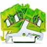 Клемма заземления 3-проводная WAGO CAGE CLAMP® 2.5 мм для DIN-рейки Ex e II желто-зеленая 1133242