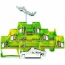 Трехуровневые клеммы WAGO с заземлением для DIN-рейки 35x15 и 35x7.5, 2.5 мм CAGE CLAMP®, желто-зеленые 1133246