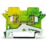 Клеммы с заземлением WAGO CAGE CLAMP® 2-проводные для DIN-рейки 35 мм, сечение 2.5 мм², желто-зеленые 1133273